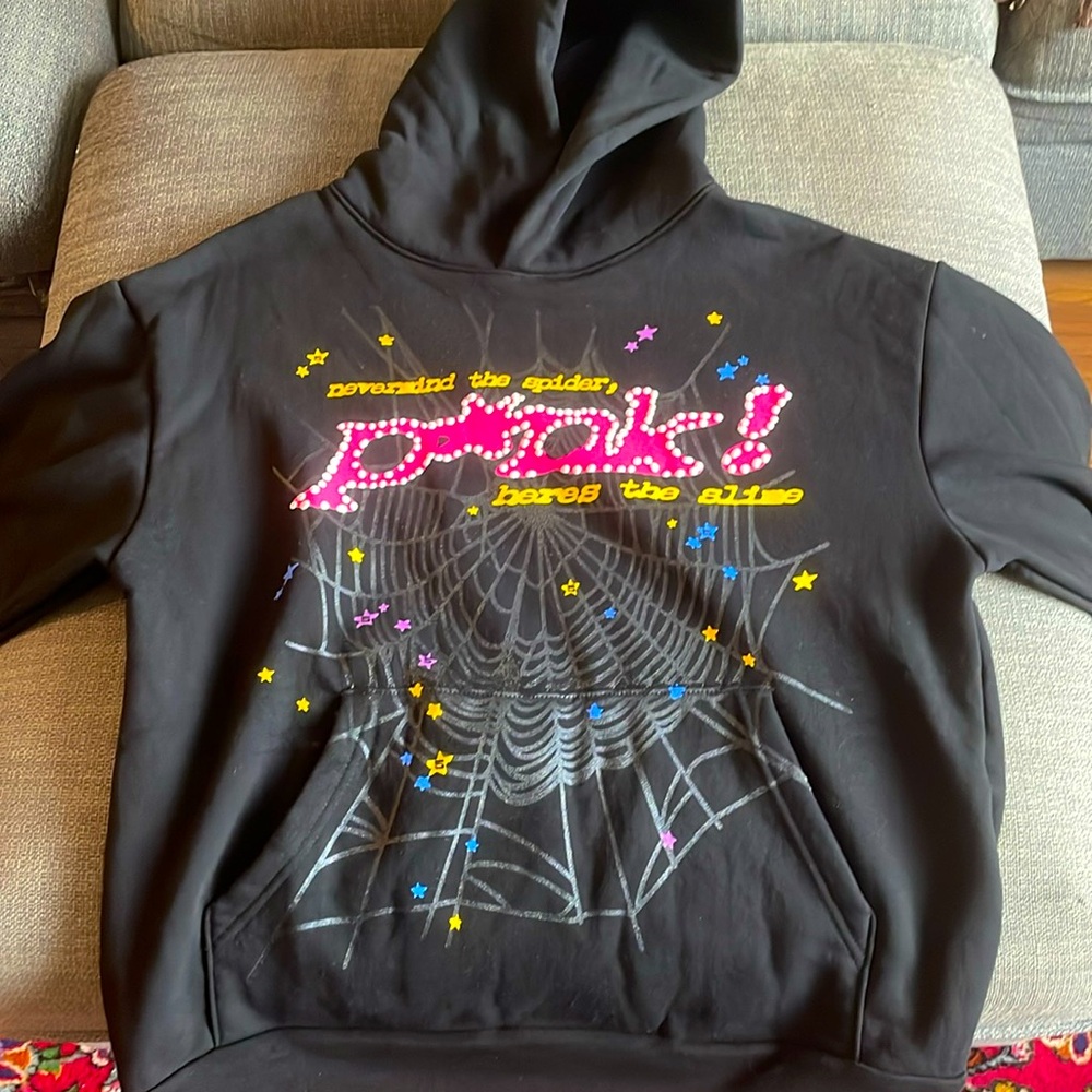 Black punk spider hoodie size large